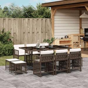 VidaXL 11 részes barna polyrattan kerti ülőgarnitúra párnákkal