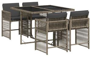 VidaXL Polyrattan Kerti Étkezőgarnitúra - 5 részes - Szürke