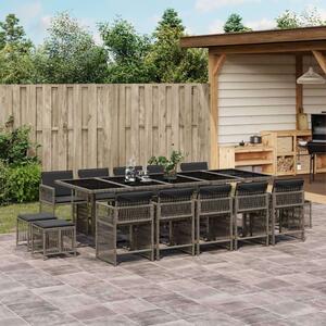 VidaXL Polyrattan Kerti Étkezőgarnitúra - 15 részes - Szürke