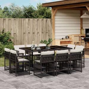 VidaXL Polyrattan Kerti Étkezőgarnitúra - 11 részes - Fekete