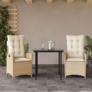 Polyrattan Kerti Étkezőgarnitúra - 3 részes - Bézs