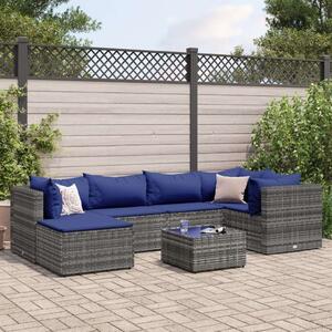 VidaXL Polyrattan Kerti Ülőgarnitúra - 7 részes - Szürke
