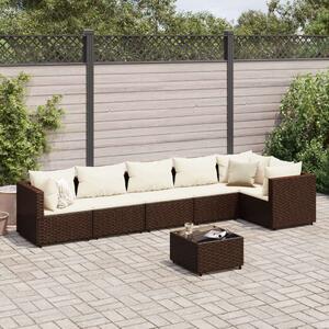 Polyrattan Kerti Ülőgarnitúra - 7 részes - Barna