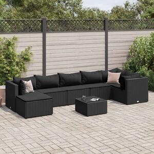 VidaXL Polyrattan Kerti Ülőgarnitúra - 8 részes - Fekete