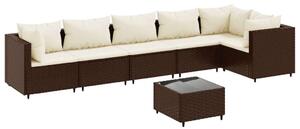 Polyrattan Kerti Ülőgarnitúra - 7 részes - Barna