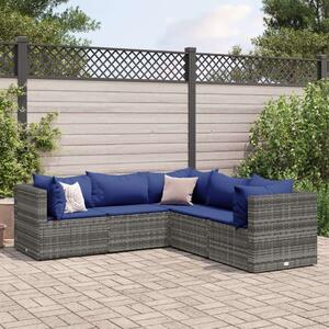 Polyrattan Kerti Ülőgarnitúra - 5 részes - Szürke