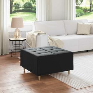 VidaXL Tárolós Puff Fekete 80 x 80 x 45 cm Bársony