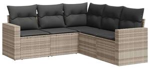 VidaXL Polyrattan Kerti Ülőgarnitúra - 5 részes - Világosszürke
