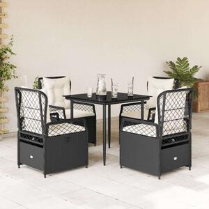 VidaXL Polyrattan Kerti Étkezőgarnitúra - 5 részes - Fekete
