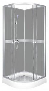 CLASSIC íves zuhanykabin szürke hátfallal zuhanytálcával