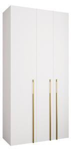 Gardróbszekrény Hartford 571, Laminált forgácslap, 246x120x42cm, Aranysárga, Fehér