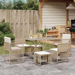 Polyrattan Kerti Étkezőgarnitúra - 7 részes - Bézs