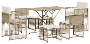 Polyrattan Kerti Étkezőgarnitúra - 7 részes - Bézs
