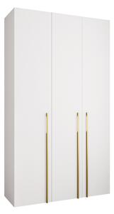 Gardróbszekrény Hartford 571, Laminált forgácslap, 246x140x52cm, Aranysárga, Fehér