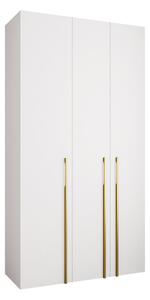Gardróbszekrény Hartford 571, Laminált forgácslap, 246x130x52cm, Aranysárga, Fehér