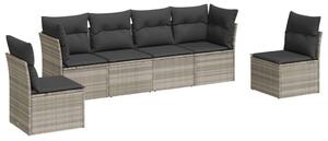 VidaXL Polyrattan Kerti Ülőgarnitúra - 6 részes, Világosszürke