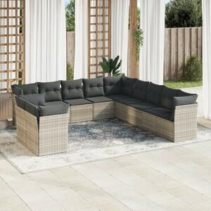 VidaXL Polyrattan Kerti Ülőgarnitúra - 11 részes - Világosszürke