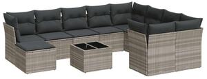 VidaXL Polyrattan Kerti Ülőgarnitúra - 11 részes - Világosszürke