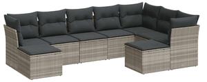 VidaXL Polyrattan Kerti Ülőgarnitúra - 9 részes, Világosszürke