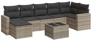 VidaXL Polyrattan Kerti Ülőgarnitúra - 8 részes, Világosszürke