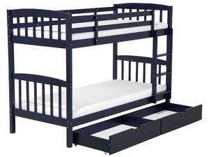 Sötétkék Emeletes Ágy Fiókkal 90 x 200 cm REVIN