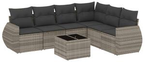 VidaXL Polyrattan Kerti Ülőgarnitúra - 7 részes, Világosszürke