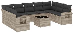 VidaXL Polyrattan Kerti Ülőgarnitúra - 10 részes, Világosszürke