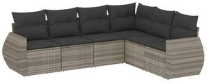VidaXL Polyrattan Kerti Ülőgarnitúra - 6 részes - Világosszürke