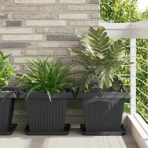 VidaXL Négyzet Virágcserép 24 pcs Fekete 43 x 43 x 33,5 cm Műanyag