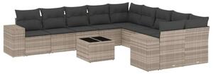 VidaXL Polyrattan Kerti Ülőgarnitúra - 11 részes - Világosszürke