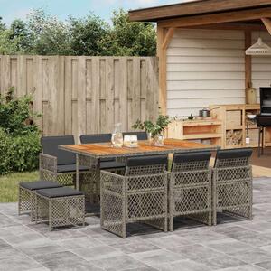 VidaXL 11 részes szürke polyrattan kerti ülőgarnitúra párnákkal