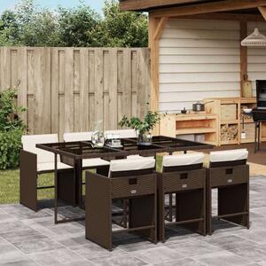 VidaXL Polyrattan Kerti Étkezőgarnitúra - 7 részes, Barna