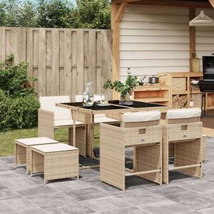 VidaXL Polyrattan Kerti Étkezőgarnitúra - 9 részes - Bézs