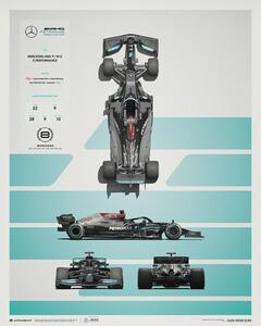 Művészeti nyomat Mercedes-AMG Petronas F1 Team - W12 - Blueprint - 2021, (40 x 50 cm)
