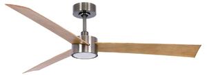 Licht Climate IV mennyezeti ventilátor, nikkel/teak, csendes – Beacon Beacon Lighting, Climate IV, dimmable, Fa, Nappali, Műanyag, Modern