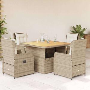 Polyrattan Kerti Étkezőgarnitúra - 5 részes - Bézs
