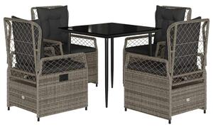 Polyrattan Kerti Étkezőgarnitúra - 5 részes - Szürke