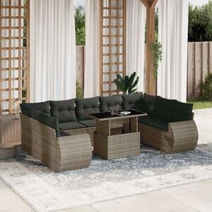 VidaXL Polyrattan Kerti Ülőgarnitúra - 10 részes - Szürke