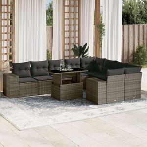VidaXL Polyrattan Kerti Ülőgarnitúra - 10 részes - Szürke