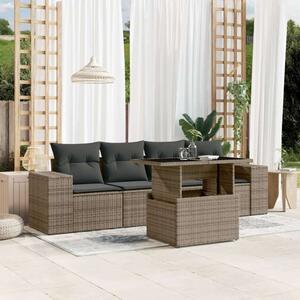 VidaXL 5 részes szürke polyrattan kerti ülőgarnitúra
