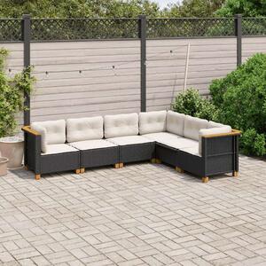 VidaXL Polyrattan Kerti Ülőgarnitúra - 6 részes - Fekete