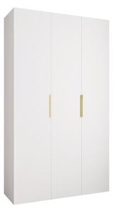 Gardróbszekrény Hartford 573, Laminált forgácslap, 246x140x42cm, Aranysárga, Fehér