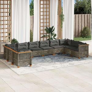 VidaXL Polyrattan Kerti Ülőgarnitúra - 10 részes - Szürke