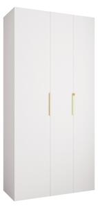 Gardróbszekrény Hartford 573, Laminált forgácslap, 246x120x52cm, Aranysárga, Fehér