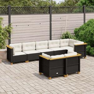 VidaXL 8 részes Kerti Ülőgarnitúra - Fekete Polyrattan