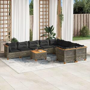 Polyrattan Kerti Ülőgarnitúra - 10 részes - Szürke