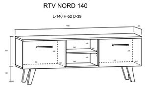 TV asztal/Kisebb szekrény Neal (Fehér matna + craft tobaco). 1001439