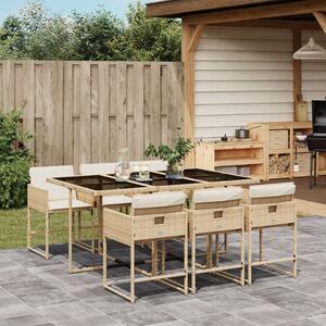 VidaXL Polyrattan Kerti Étkezőgarnitúra - 7 részes, Bézs