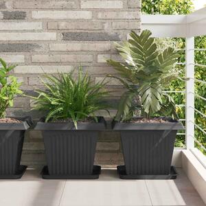 VidaXL Négyzet Virágcserép 24 pcs Fekete 38 x 38 x 30 cm Műanyag