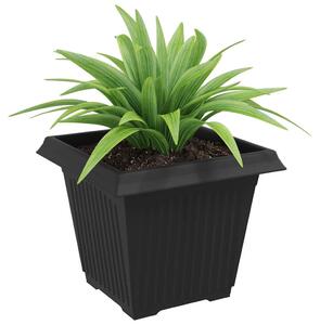 VidaXL Négyzet Virágcserép 6 pcs Fekete 38 x 38 x 30 cm Műanyag